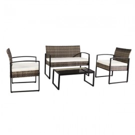 Oshion Outdoor Leisure Rattan Furniture Wicker Chair 4-piece Metal Armrest-Grey