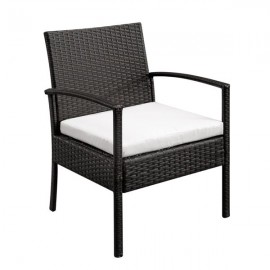 [US-W]TY-3pcs 2pcs Arm Chairs 1pc Coffee Table Rattan Sofa Set Brown Gradient