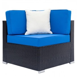 Fully Equipped Weaving Rattan Sofa Set with 1pcs Corner Sofas & 4pcs Single Sofas & 1 pcs Coffee Table Black