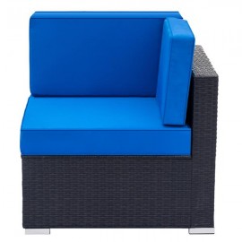 Fully Equipped Weaving Rattan Sofa Set with 2pcs Corner Sofas & 3pcs Single Sofas & 1 pcs Coffee Table Black