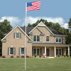 [US-W]20ft Solemn Outdoor Decoration Sectional Halyard Pole US America Flag Flagpole Kit