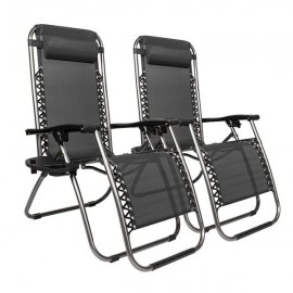 [US-W]2pcs Plum Blossom Lock Portable Folding Chairs with Saucer Black