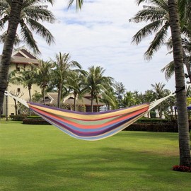 Polyester Cotton Hammock Small Color Stripe Natural Rope 200*150Cm With Two 2M Tie Ropes   Back Bag