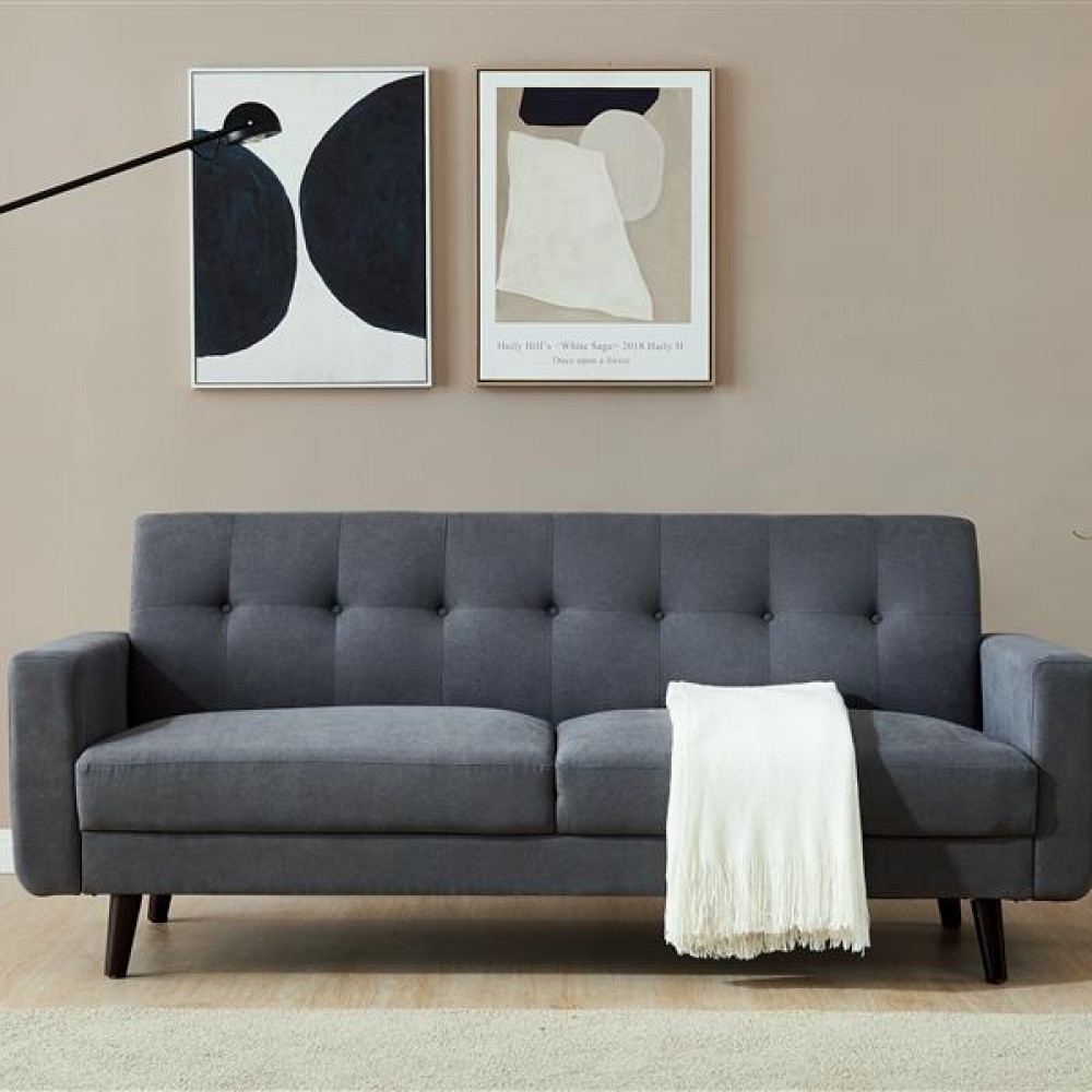 Mid-Century Modern Sofa, Fabric, 79"W, Gray