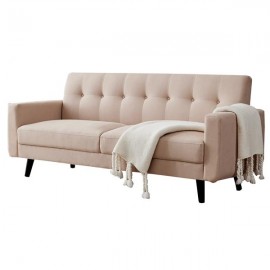 Mid-Century Modern Sofa, Fabric, 79"W, Beige