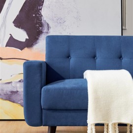 Mid-Century Modern Sofa, Fabric, 79"W, Blue