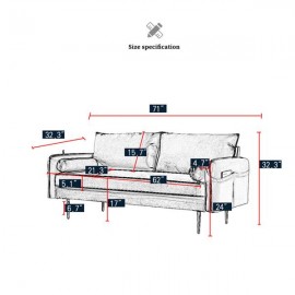 Velvet Fabric sofa with pocket-71‘’grey