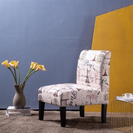 Without Armrest Fabric Single Leisure Chair English Cloth Beige Yellow [68x50x80cm]