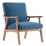 (67x72.5x82cm) Solid Wood Retro Simple Single Sofa Chair Backrest without Buckle Navy Blue