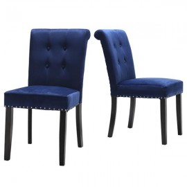 Velvet Fabric / Rubber Wood Legs / Cushion Original Cotton Density 26   Spring / Nail Dressing Stool Two Sets Blue