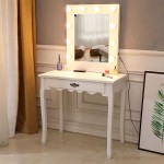 [US-W]FCH Generous Mirror Single Pumping Foot With Bulb Warmer Dressing Table White