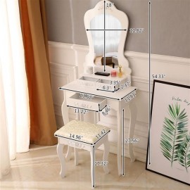 FCH Irregular Single Mirror 3 Drawer Dressing Table White