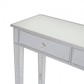 [US-W]Mirrored Makeup Table Desk Vanity for Women with 2 Drawers
