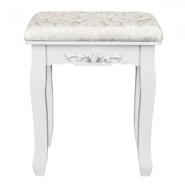 Solid Wood Bent Foot Dressing Stool - White