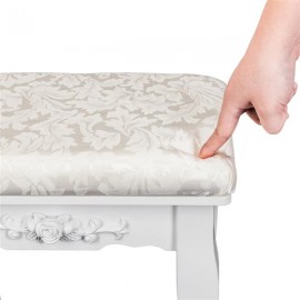 Solid Wood Bent Foot Dressing Stool - White