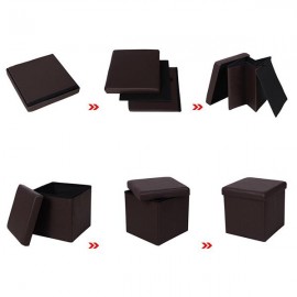 FL-01S Practical PVC Leather Square Shape Footstool Brown