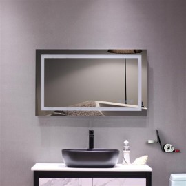 Square Touch LED Bathroom Mirror, Tricolor Dimming Lights40*24"