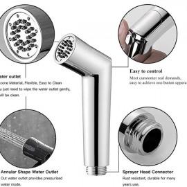 SADALAK Easy to Install Hand Held Bidet Toilet Sprayer with 49 Inches Extended Replacement Hose Hand Held Cloth Diaper Sprayer for Bathroom Toilet Cleaning