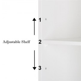 [US-W]Double Door Mirror Indoor Bathroom Wall Mounted Cabinet Shelf White