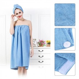 Women Soft Spa Bath Body Wrap Set Towel Bathrobe With Fast Dry Hair Drying Cap