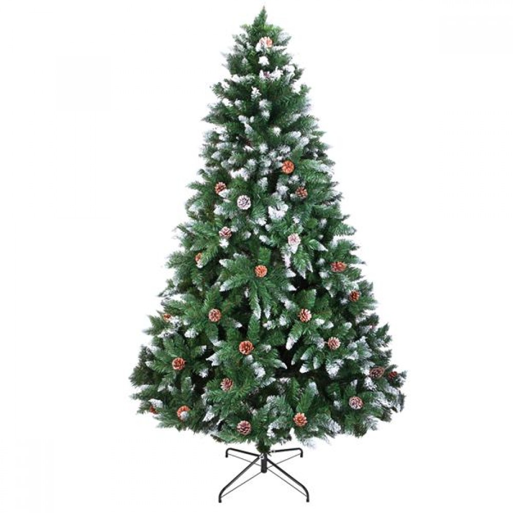 Christmas Tree 7FT 1350 Branch Flocking Spray White Tree Plus Pine Cone (YJ)