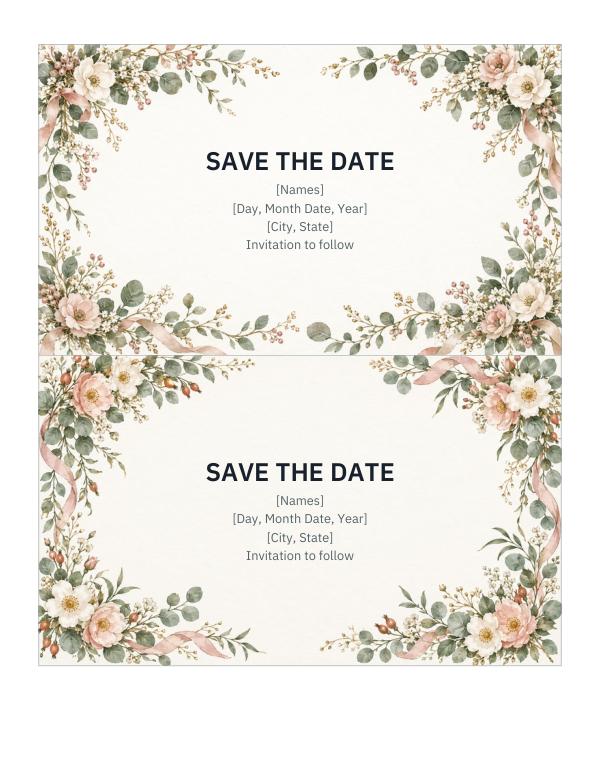 Preview of Printable Save the Date Template
